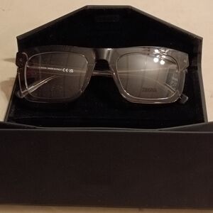LErmenegildo Zegna Black Rectanglar Glasses